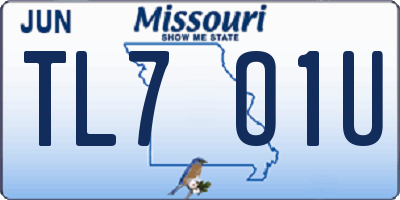 MO license plate TL7O1U