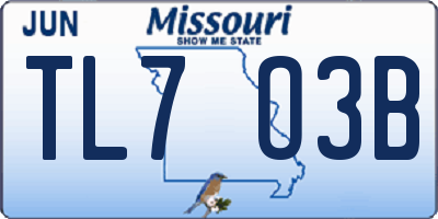 MO license plate TL7O3B