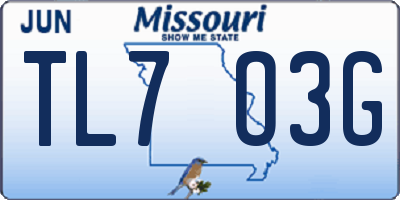 MO license plate TL7O3G