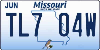 MO license plate TL7O4W