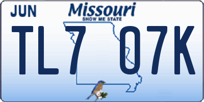MO license plate TL7O7K