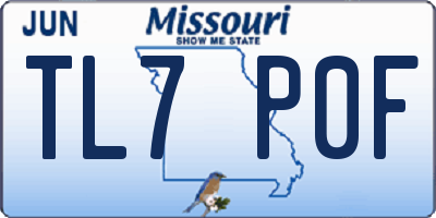 MO license plate TL7P0F