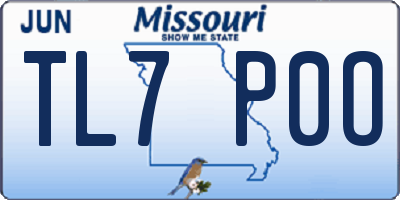 MO license plate TL7P0O