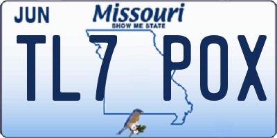 MO license plate TL7P0X