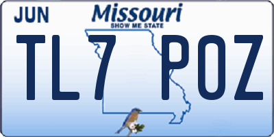 MO license plate TL7P0Z