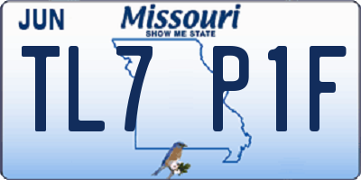MO license plate TL7P1F