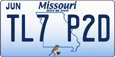MO license plate TL7P2D