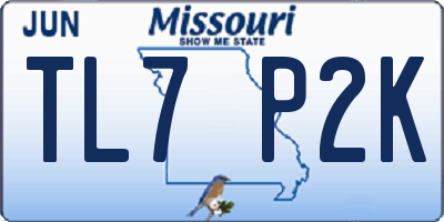 MO license plate TL7P2K