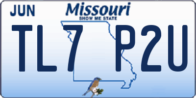 MO license plate TL7P2U