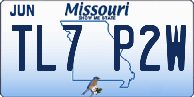 MO license plate TL7P2W