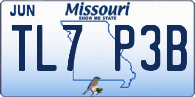 MO license plate TL7P3B