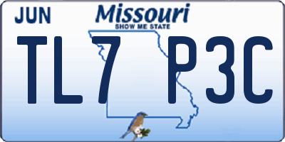 MO license plate TL7P3C