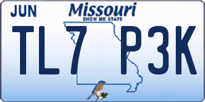 MO license plate TL7P3K