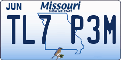 MO license plate TL7P3M