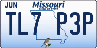 MO license plate TL7P3P