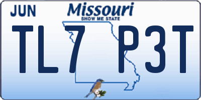 MO license plate TL7P3T