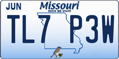 MO license plate TL7P3W
