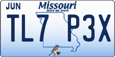 MO license plate TL7P3X