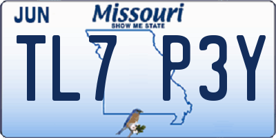 MO license plate TL7P3Y