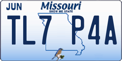 MO license plate TL7P4A