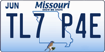 MO license plate TL7P4E