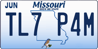MO license plate TL7P4M