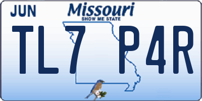 MO license plate TL7P4R