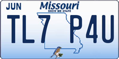 MO license plate TL7P4U