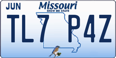 MO license plate TL7P4Z