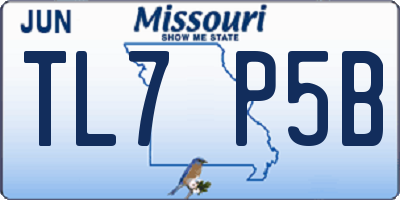 MO license plate TL7P5B