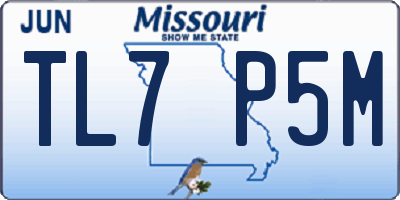 MO license plate TL7P5M