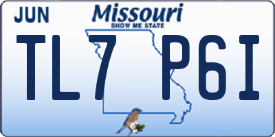 MO license plate TL7P6I