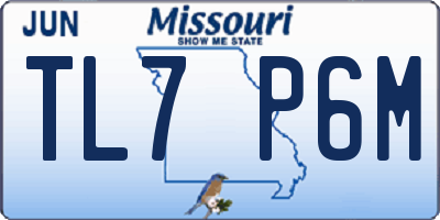 MO license plate TL7P6M