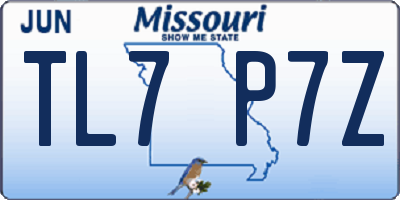 MO license plate TL7P7Z
