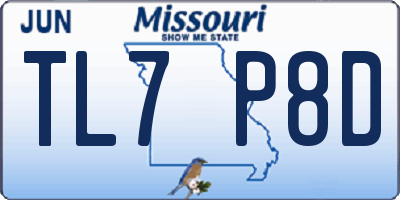 MO license plate TL7P8D