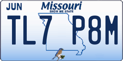 MO license plate TL7P8M