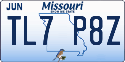 MO license plate TL7P8Z
