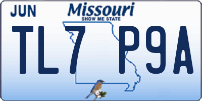 MO license plate TL7P9A