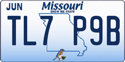 MO license plate TL7P9B