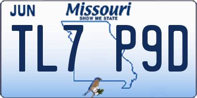 MO license plate TL7P9D