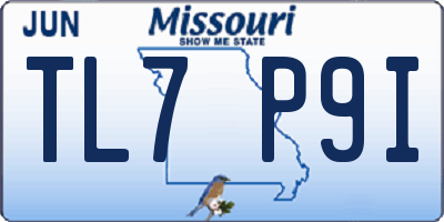 MO license plate TL7P9I
