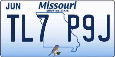 MO license plate TL7P9J