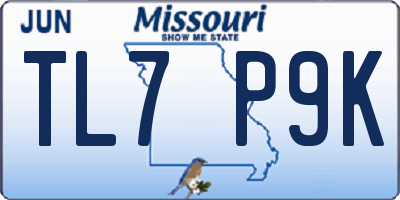 MO license plate TL7P9K