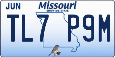 MO license plate TL7P9M