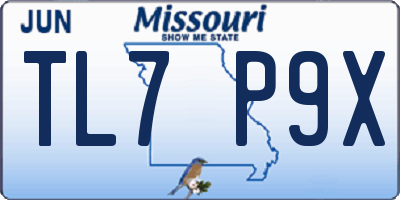 MO license plate TL7P9X