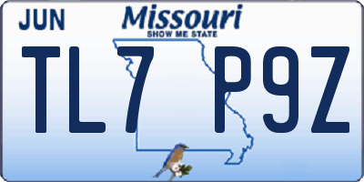 MO license plate TL7P9Z