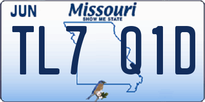 MO license plate TL7Q1D