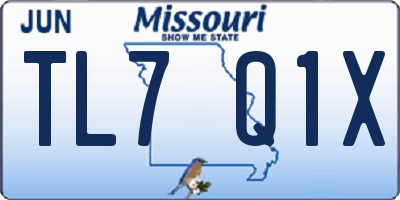 MO license plate TL7Q1X