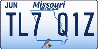 MO license plate TL7Q1Z