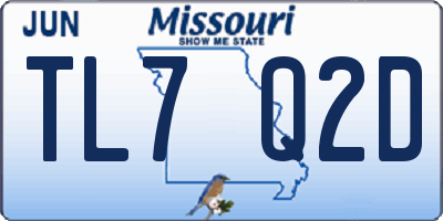 MO license plate TL7Q2D